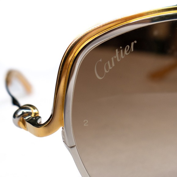 Vintage Cartier Trinity de‎ Cartier CT0089S Cat Eye Sunglasses Gold Silver Brown - Picture 11 of 14